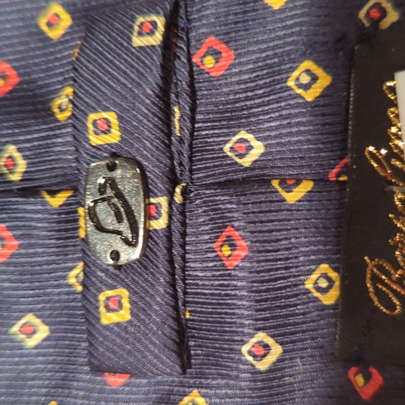 Borsalino navy geometric pattern tie - Picture 3 of 4